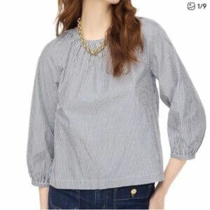 J.Crew Factory blue&white striped scoopneck Long sleeve blouse shirt size S